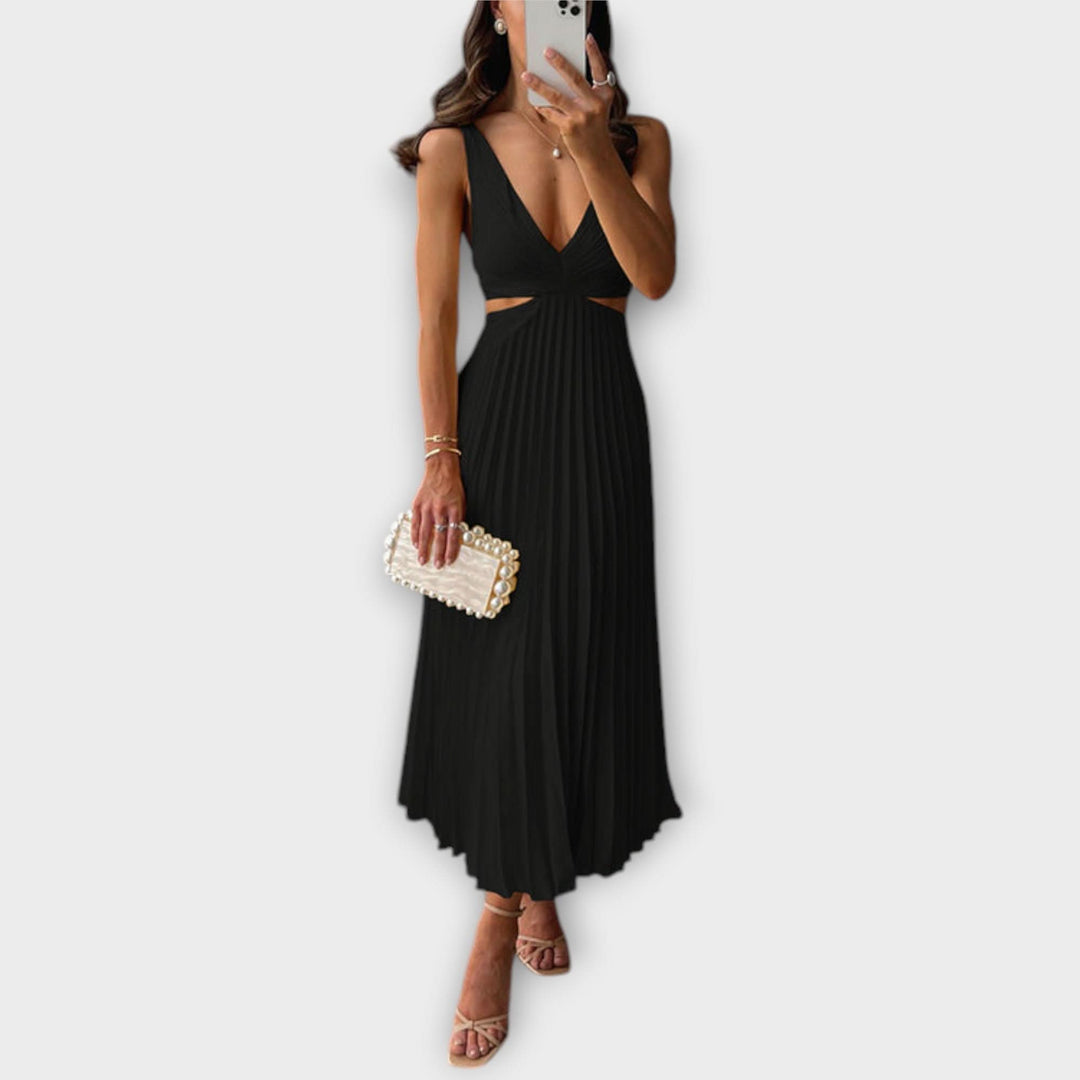 Plisované midi šaty s večerní elegancí