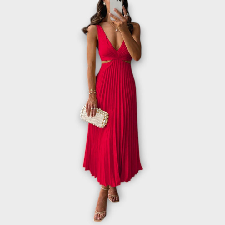 Plisované midi šaty s večerní elegancí