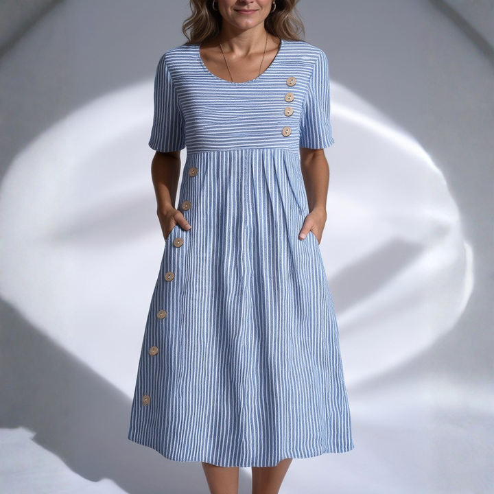 Luisa™ | Elegantní Pruhované Midi Šaty