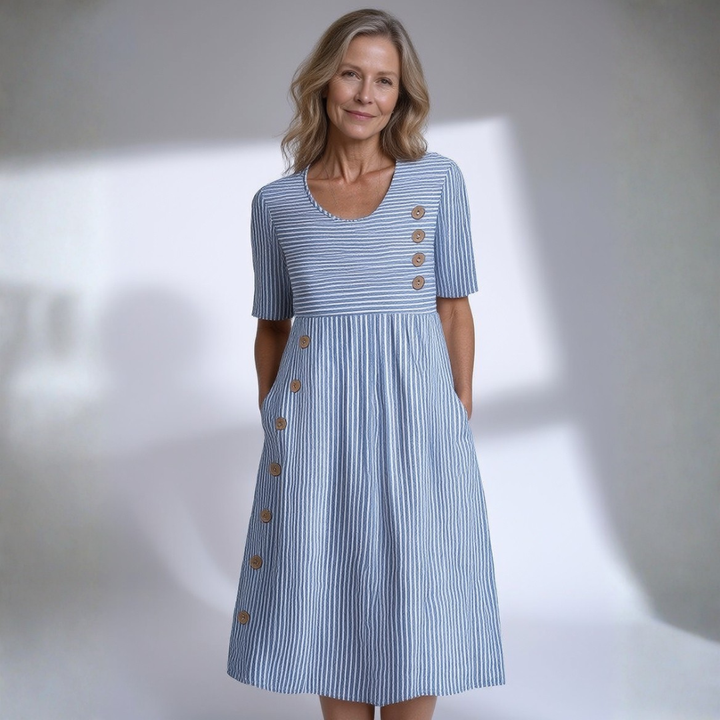 Luisa™ | Elegantní Pruhované Midi Šaty