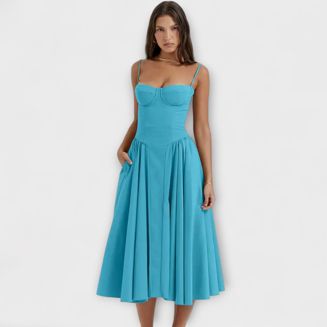 Rosalie - Elegantní bezrukávový korzetový šaty