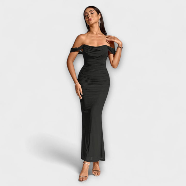 Ione - Bodycon šaty s odhalenými rameny a rafinovaným řasením