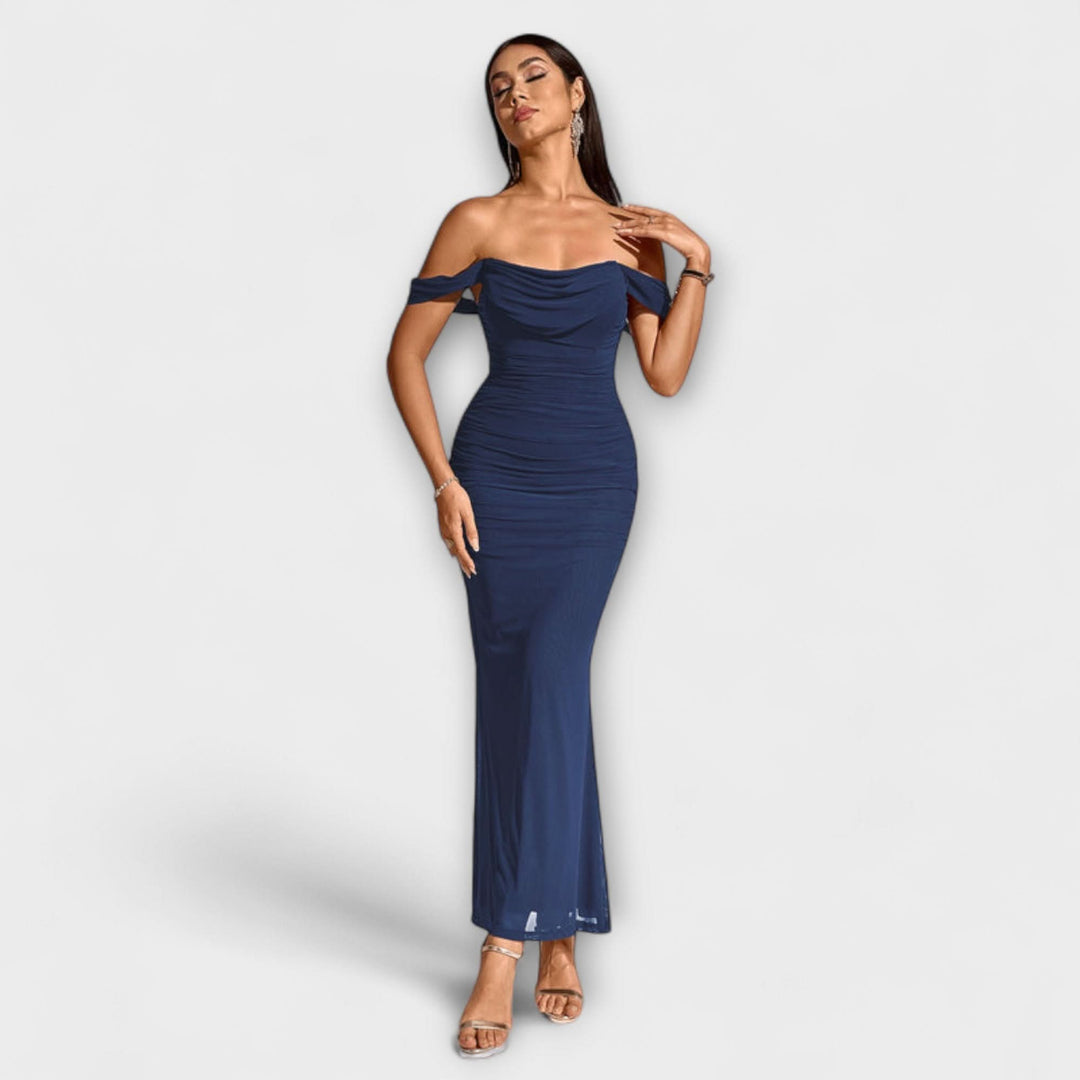 Ione - Bodycon šaty s odhalenými rameny a rafinovaným řasením