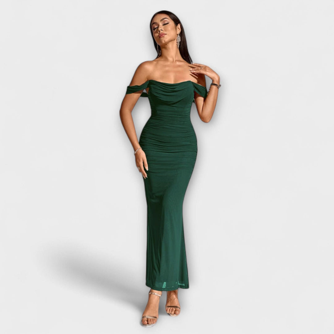 Ione - Bodycon šaty s odhalenými rameny a rafinovaným řasením