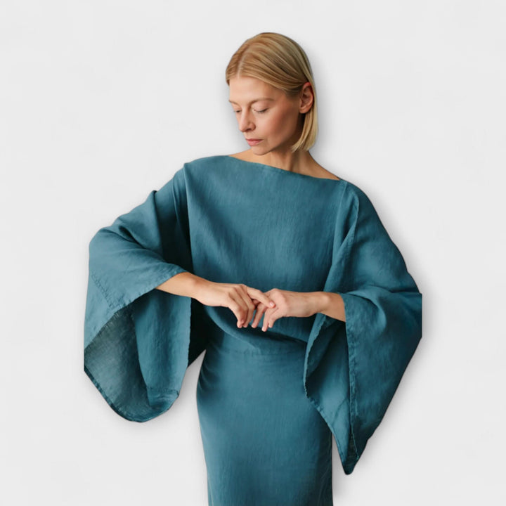 Dana - Kimono šaty z lnu a bavlny