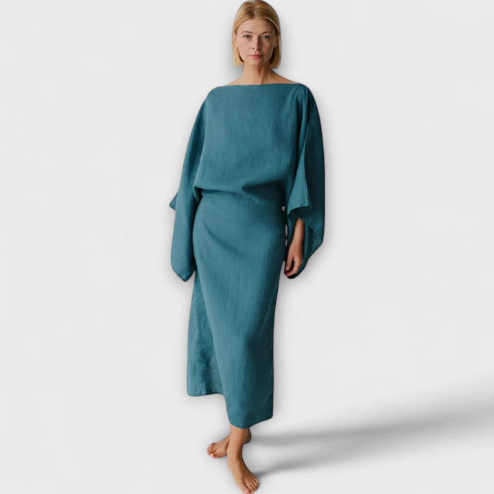 Dana - Kimono šaty z lnu a bavlny